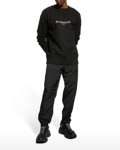 Shop Givenchy Men's Classic Logo Crewneck Sweatshirt In Black