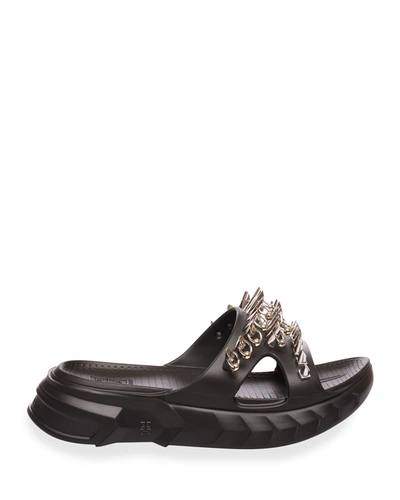 Givenchy Marshmallow Spike embellished Cutout Slides In Black ModeSens