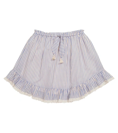 Shop Zimmermann Aliane Flounce Striped Cotton Skirt In Blue
