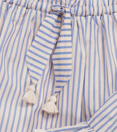 Shop Zimmermann Aliane Flounce Striped Cotton Skirt In Blue