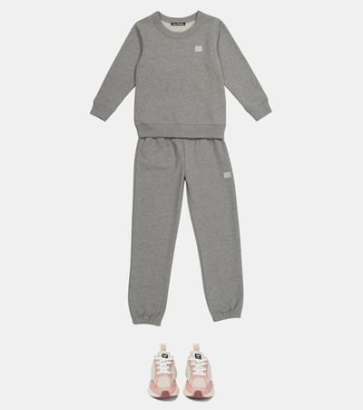 Acne Studios Mini Fairview Face Sweatshirt Gray Melange In Grey