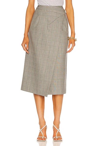 Shop Wardrobe.nyc Wrap Midi Skirt In Prince Of Wales