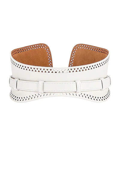 Alaïa Laser-cut Leather Corset Belt In Blanc Optique