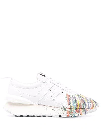 Shop Lanvin Bumpr Paint Splatter Sneakers In Weiss