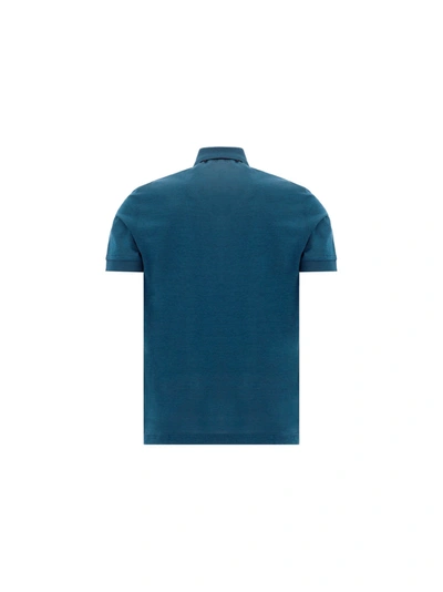 Shop Ermenegildo Zegna Men's Blue Cotton Polo Shirt