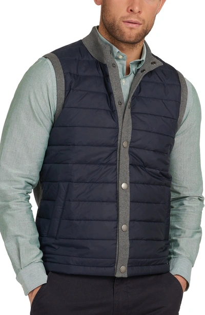 Shop Barbour 'essential' Tailored Fit Mixed Media Vest In Mid Grey