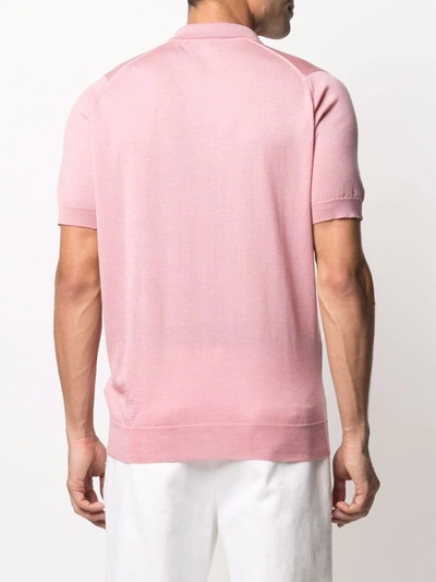 Shop John Smedley Fine-knit Polo Shirt In Pink