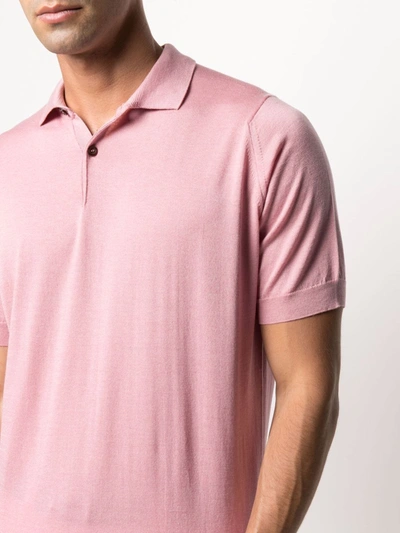 Shop John Smedley Fine-knit Polo Shirt In Pink