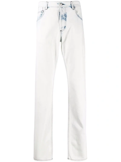 Shop Alexander Mcqueen Acid Wash Straight Leg Jeans In White