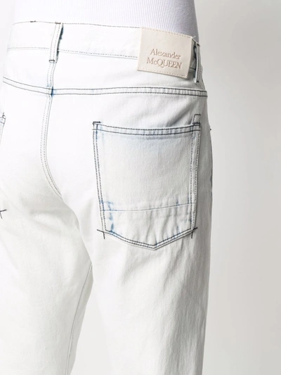 Shop Alexander Mcqueen Acid Wash Straight Leg Jeans In White