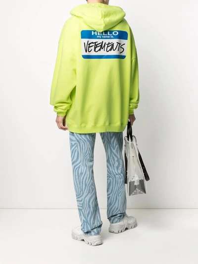 Shop Vetements Name Tag Logo Hoodie In Yellow