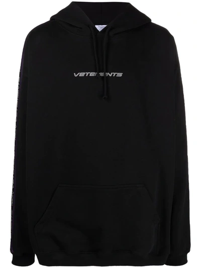 Shop Vetements Logo Stripe Hoodie In Black