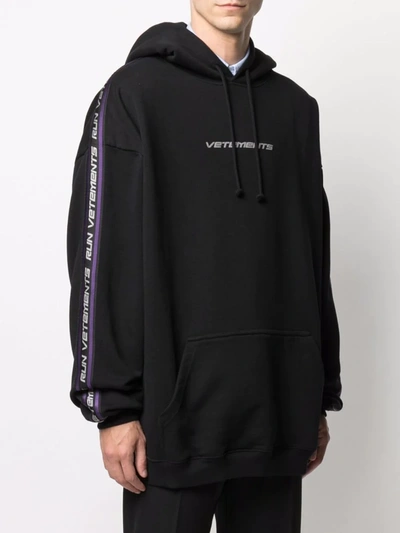 Shop Vetements Logo Stripe Hoodie In Black