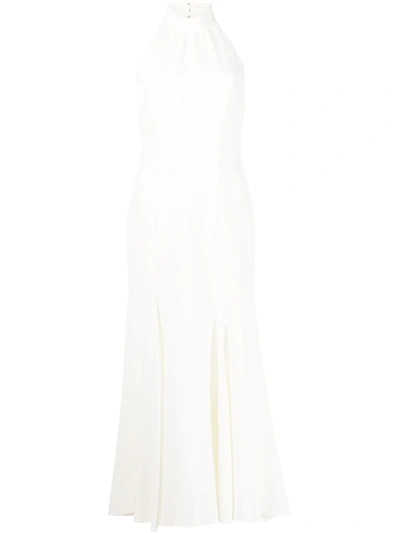 Shop Milly Halterneck Sleeveless Dress In White