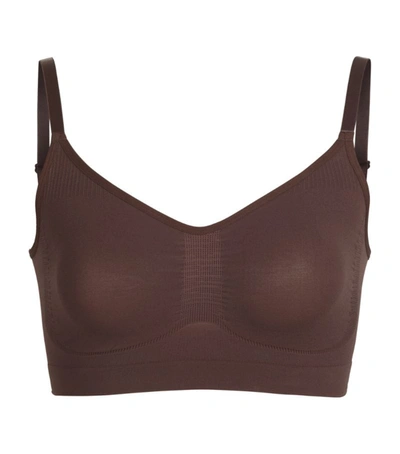 Skims Womens Cocoa Sculpting Low-back Stretch-woven Bra L/xl In Brown
