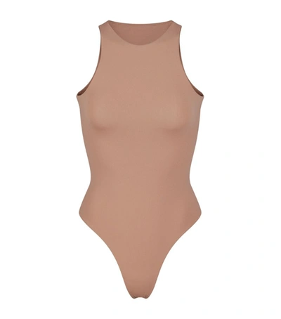 Shop Skims Fits Everybody Thong Bodysuit In Brown