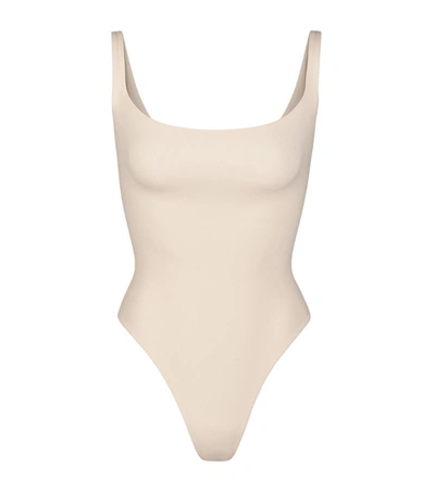 Shop Skims Fits Everybody Square-neck Bodysuit In Nude
