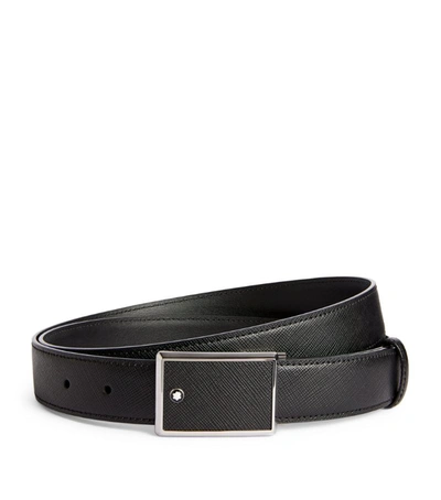 Shop Montblanc Leather Buckle Belt In Black