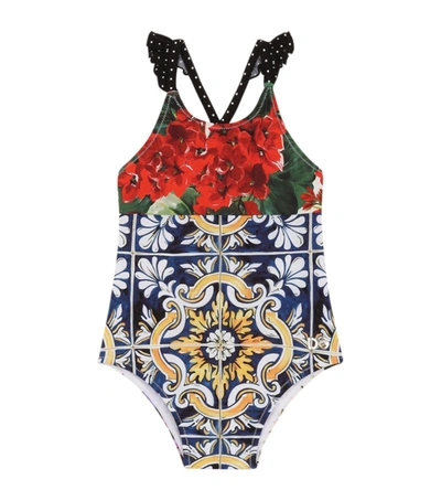Shop Dolce & Gabbana Kids Patchwork Swimsuit (0-30 Months) In Multi