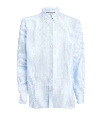 Shop Purdey Striped Linen Shirt In Blue