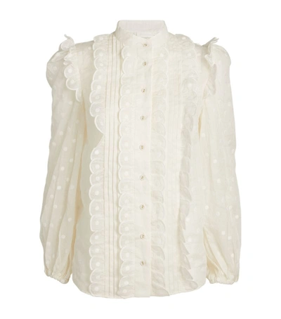 Shop Zimmermann Ruffle-trim Mae Shirt In Ivory