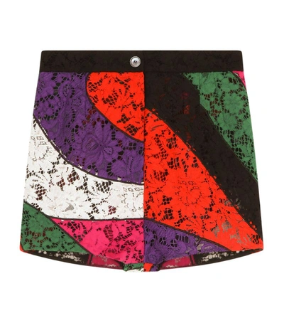 Shop Dolce & Gabbana Striped Lace Shorts In Multi