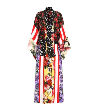 Shop Dolce & Gabbana Silk Patchwork Robe In Multi