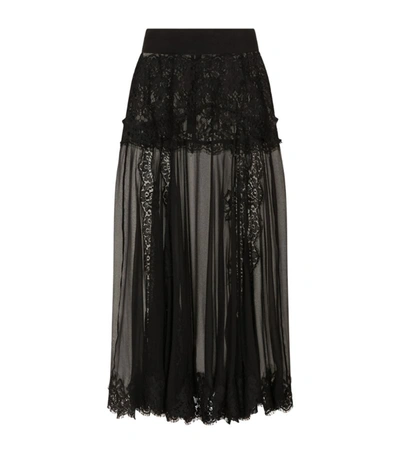Shop Dolce & Gabbana Tulle Lace Midi Skirt In Multi