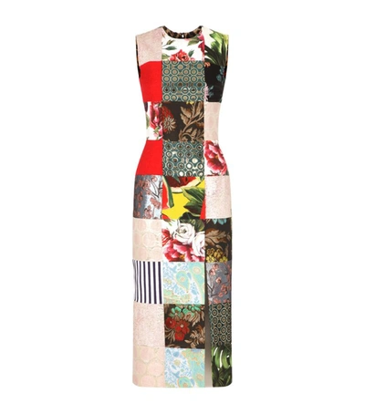 Shop Dolce & Gabbana Patchwork Midi Dress In Multi