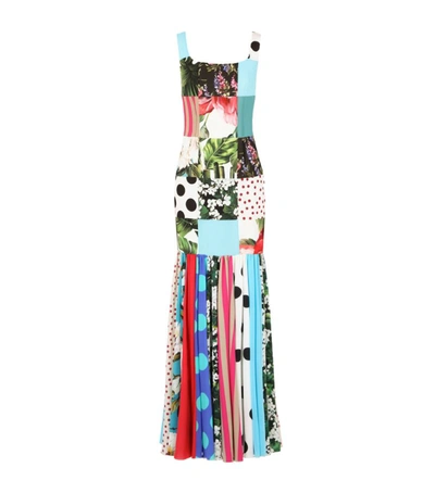 Shop Dolce & Gabbana Silk-blend Patchwork Maxi Dress In Multi