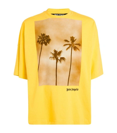 Shop Palm Angels Relaxed Palms Boulevard T-shirt In Yellow