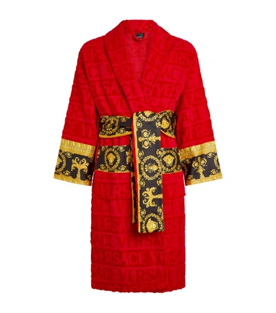Shop Versace Baroque Robe In Red