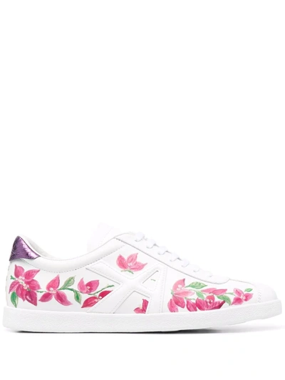 Shop Aquazzura The A Floral-print Sneakers In Weiss