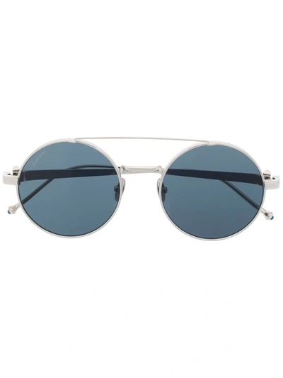 Shop Cartier Pasha Round-frame Sunglasses In Silver