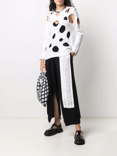 Black Comme Des Garçons Cut-out Hole Jumper In White