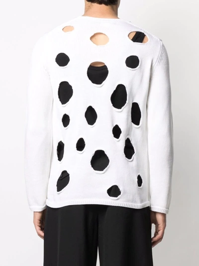 Shop Black Comme Des Garçons Cut-out Hole Jumper In White