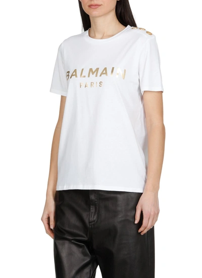 Shop Balmain T-shirts And Polos In Blanc/or