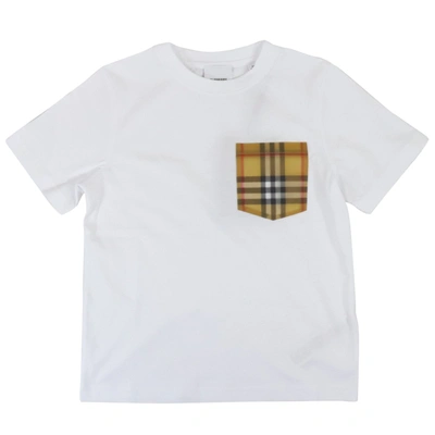 Shop Burberry Check Pocket T-shirt In White