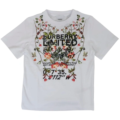 Shop Burberry Floral Coord T-shirt In White
