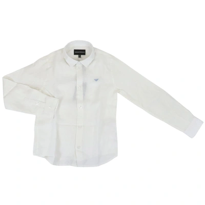 Shop Emporio Armani Linen Shirt In Optical White