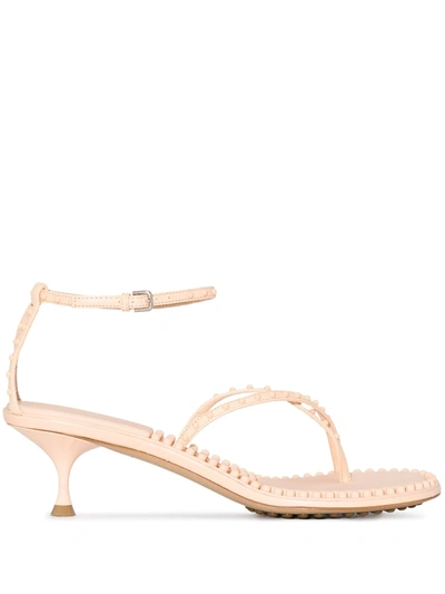 Shop Bottega Veneta 55mm Stud-embellished Sandals In Neutrals