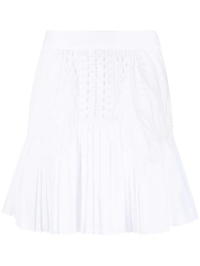 Shop Alberta Ferretti Miniskirt In Cotton Poplin In Bianco