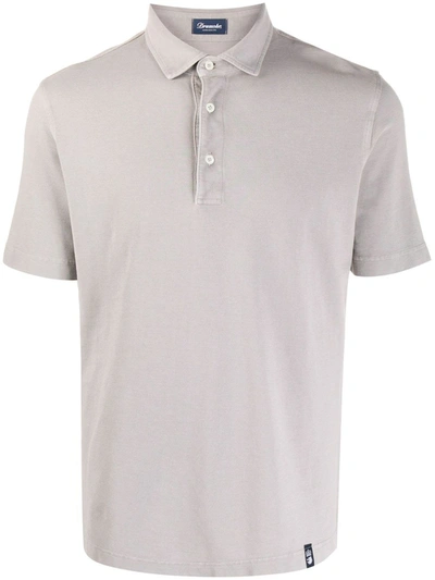 Shop Drumohr Light Grey Cotton Polo Shirt In Grigio
