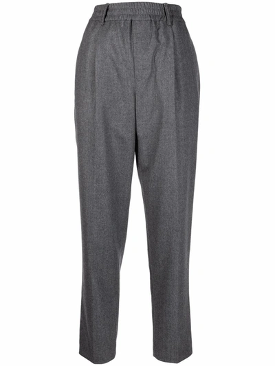 Shop Brunello Cucinelli Straight Leg Wool Trousers In Grey