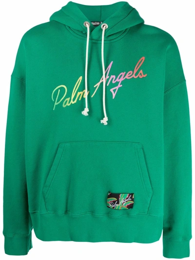 Shop Palm Angels Miami Logo Hoodie In Green