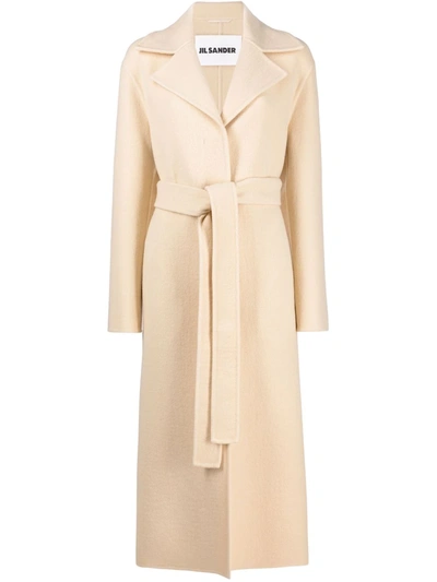 Shop Jil Sander Belted Double-breasted Coat In Neutrals