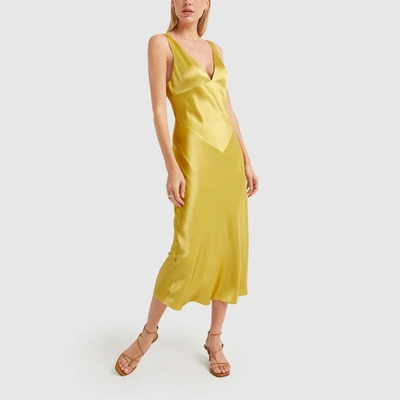 Shop Careste Manon Slip Dress In Oil Yellow