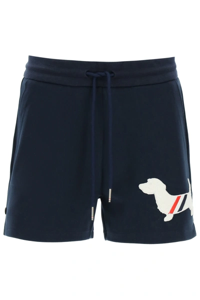 Shop Thom Browne Hector Patch Shorts In Blue