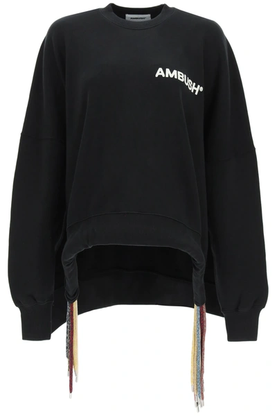 Shop Ambush Oversized Sweatshirt With Multi Drawstring In Black