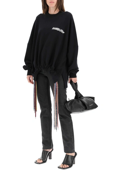 Shop Ambush Oversized Sweatshirt With Multi Drawstring In Black